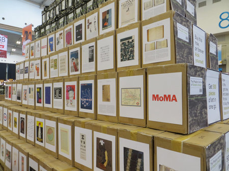 TANGERANG, INDONESIA - April 22, 2017: Stacks of design books for sale on books fair at ICE BSD...