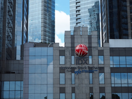 Jakarta, Indonesia - March 23, 2019 : Indonesia Stock Exchange Building in Sudirman Central Business District area.のeditorial素材
