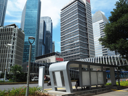 Jakarta, Indonesia - March 23, 2019 : Tall buildings in Sudirman Central Business District area.のeditorial素材