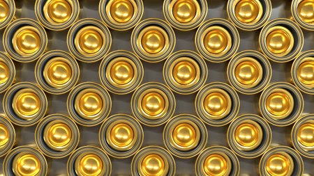 abstract pattern of golden shapes 3d render