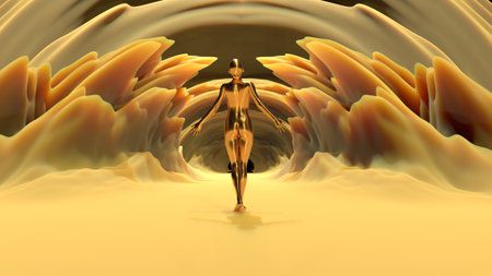 epic landscape with a female figure 3d