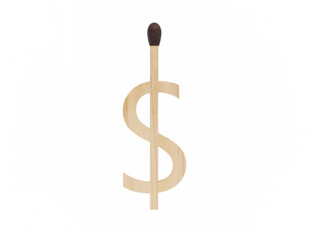 Dollar symbol made up of match