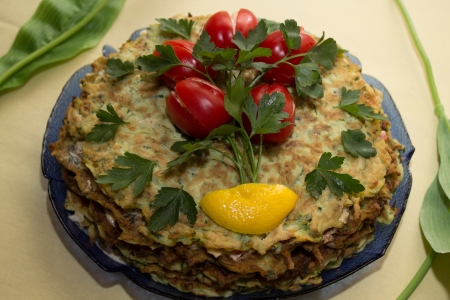 Freshly baked vegetable pie made ââwith zucchiniの写真素材