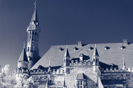 individual elements of a catholic cathedral shot through an infrared filterのeditorial素材