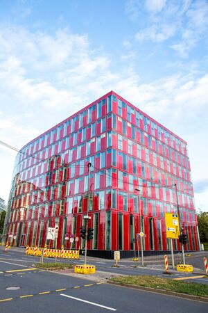 various modern high-rise buildings are located in DÃ¼sseldorf's MediaHafenの写真素材