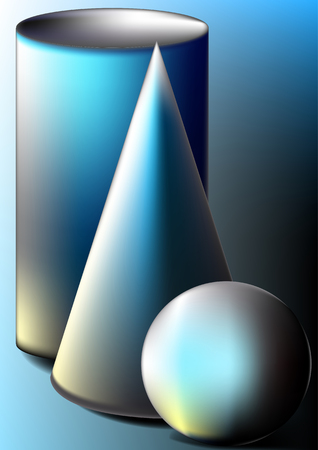 Geometric shapes-sphere, cone, cylinder on the backgroundのイラスト素材