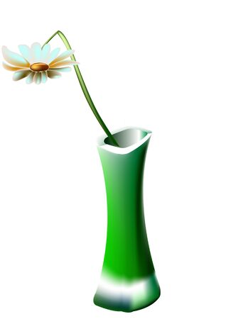 In a green vase stands a lonely broken Daisyのイラスト素材