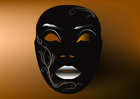 Decorative mask, black, with designs and bright lipsのイラスト素材