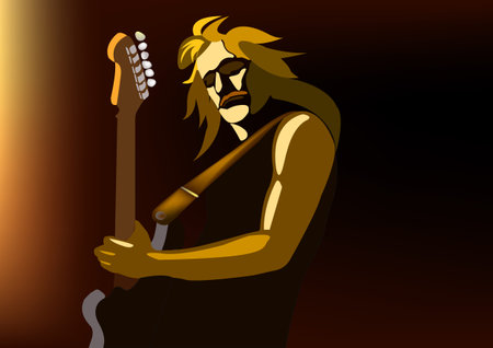 A rock musician plays the electric guitar.Concertのイラスト素材