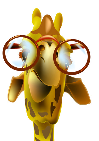 Funny giraffe round glasses, cartoon, humorのイラスト素材