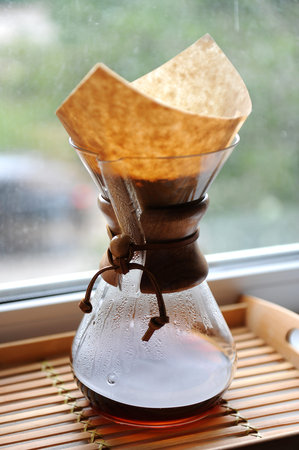 fresh coffee brewing alternative method pour overの写真素材