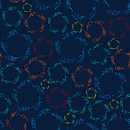 Colour shapes on a dark background. Seamless pattern.のイラスト素材