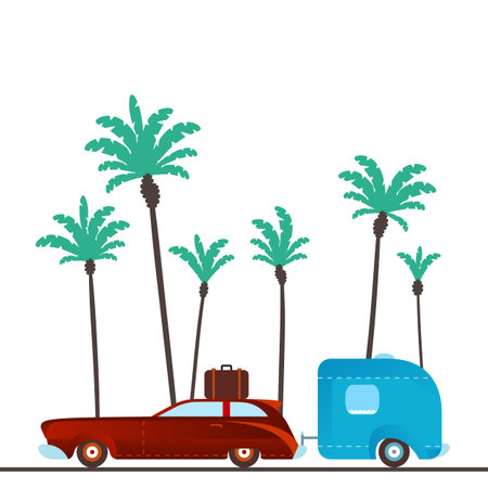 Vintage camping car.のイラスト素材