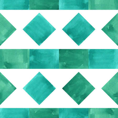 Watercolor green rhombus. Seamless pattern.の写真素材