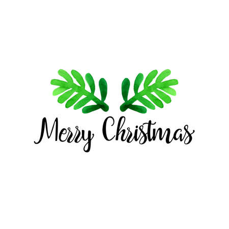 Merry Christmas text calligraphic lettering greeting card.のイラスト素材