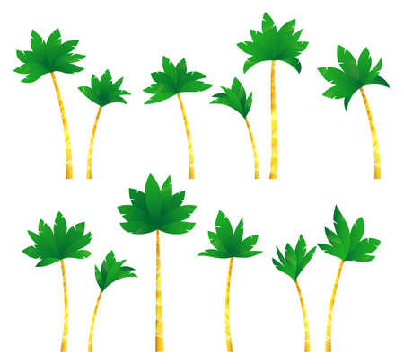 Set tropical palm trees .のイラスト素材