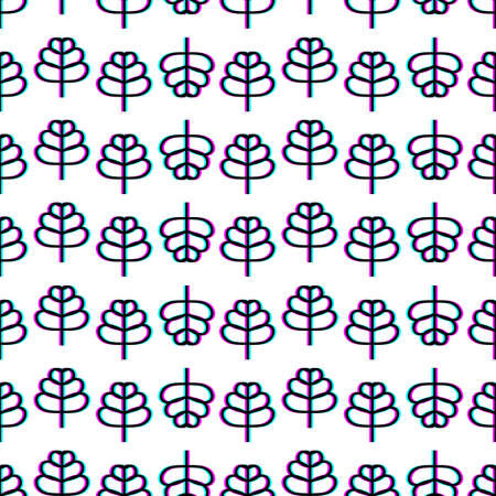 Seamless decorative pattern with linear style leaves. Simple illustration with 3d stereoscopic effectのイラスト素材