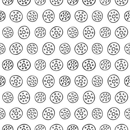 Cartoon cute cookies on white background. Simple seamless pattern.のイラスト素材