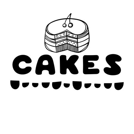 Cakes cover for cafe. Sketch concept illustration. Food flyer.