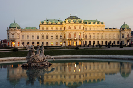 The west side of the baroque palace Upper Belvedere in Vienna, Austria, built as a summer residence for Prince Eugene of Savoy in 1717-1723.のeditorial素材
