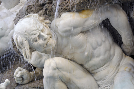 The detail of fountain Power at Sea by Rudolf Weyr 1895 on the left side of the Michaeler Wing of the Hofburg Castle what symbolize the Austrian naval power.のeditorial素材