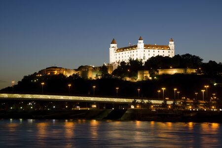 Bratislava castle at night, Slovakiaのeditorial素材