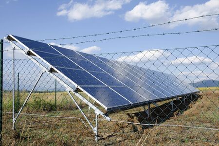 The solar panels in countryside of Turiec, Slovakia.の写真素材
