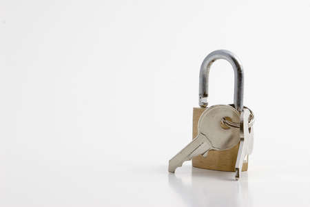 lock and keys isolated on white backgroundの写真素材