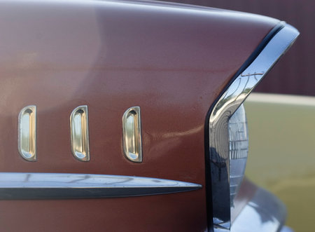 Headlight of an old buickの写真素材