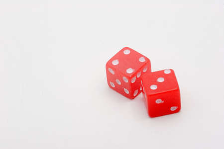 red dice on white backgroundの写真素材