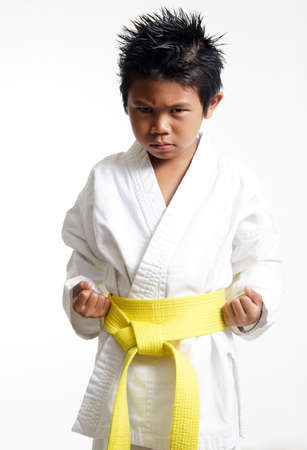 Karate Kid with yellow beltの写真素材