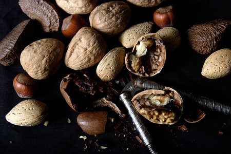 Cracked mixed nutsの写真素材