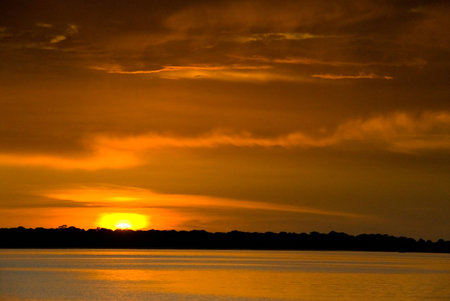 beautiful beach front at sunsetの写真素材