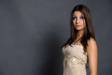 Attractive brunette in casual attireの写真素材