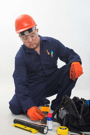 Attractive hispanic construction workerの写真素材