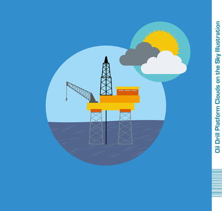 Oil Drill Platform Illustration Clouds on the Skyのイラスト素材
