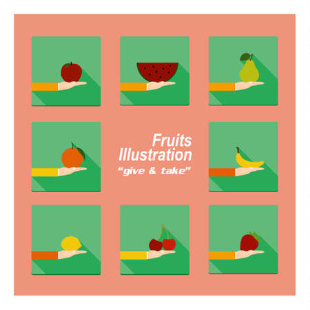 Fruits Illustration Give and Takeのイラスト素材