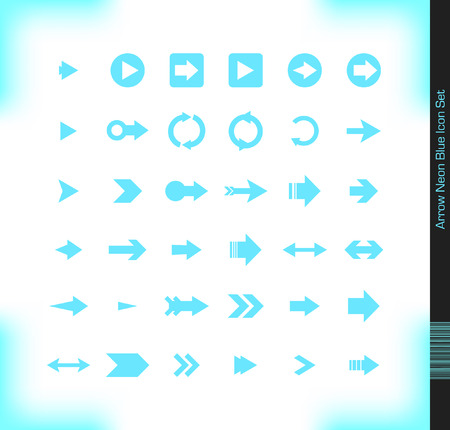 Set of Neon Blue Arrow Icons contemporary style. Suitable for web and user interface designのイラスト素材