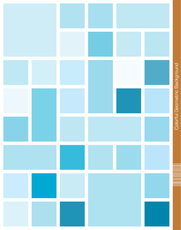 Blue mondrian style geometric Background.のイラスト素材