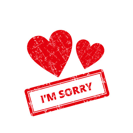 I'm Sorry Rubber Stamp. With hearts icon.のイラスト素材