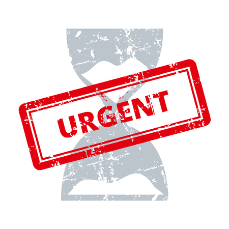 Urgent Rubber Stamp. With time up icon.のイラスト素材