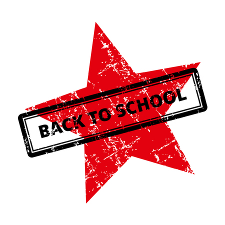 Back to school Rubber Stamp with star icon. Grungy look.のイラスト素材