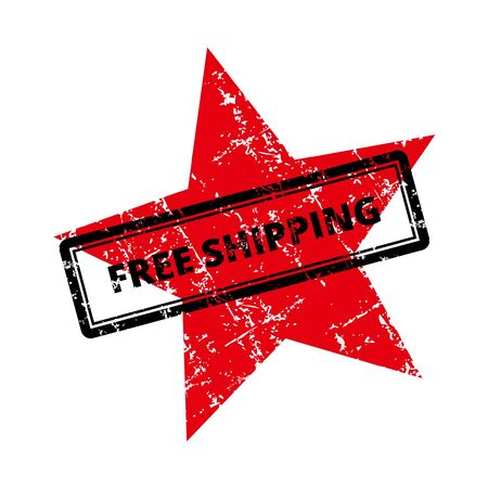 Free Shipping Rubber Stamp with star icon. Grungy look.のイラスト素材