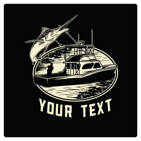 Vector vintage fisherman for logo design in seaのイラスト素材