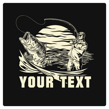 Vector vintage fisherman for logo design in seaのイラスト素材