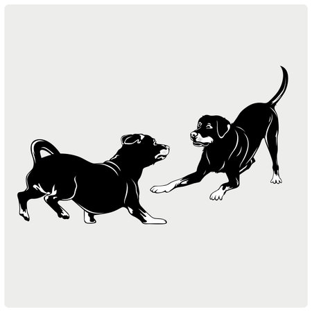 illustration vector two dogs fightingのイラスト素材