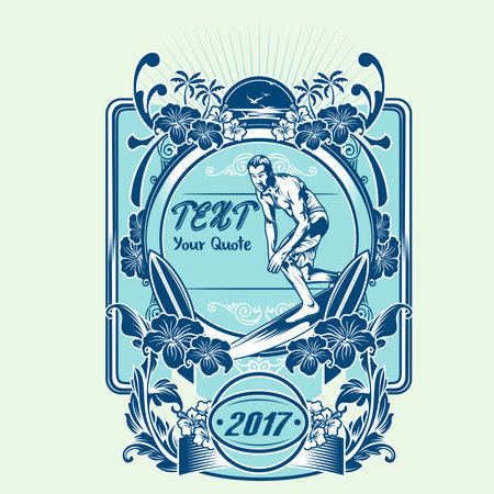 Illustration design poster surfing.のイラスト素材