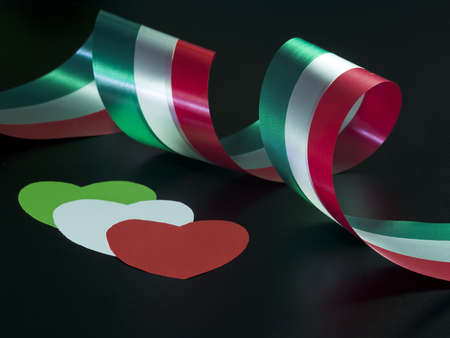 Italian ribbon and heartsの写真素材