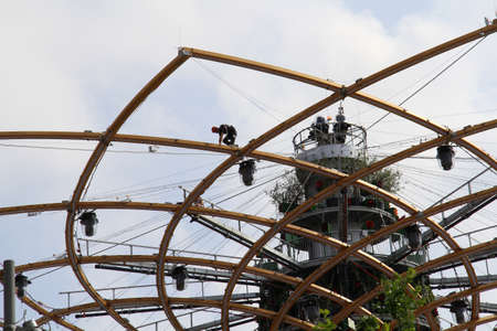 Man working on Life Tree at Expo 2015 in Milanのeditorial素材
