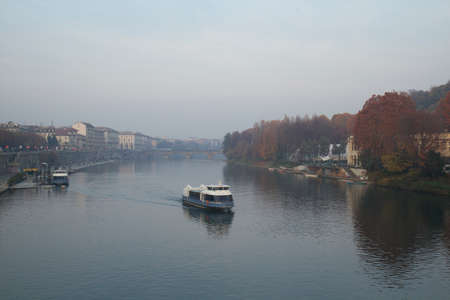 Umberto I Bridge in Turin Italyの写真素材